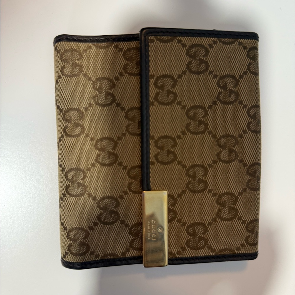 Gucci Tan and Brown Monogram Wallet